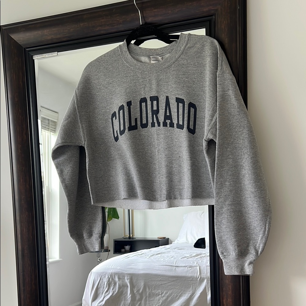 Gildan Grey Boxy Crop Sweatshirt